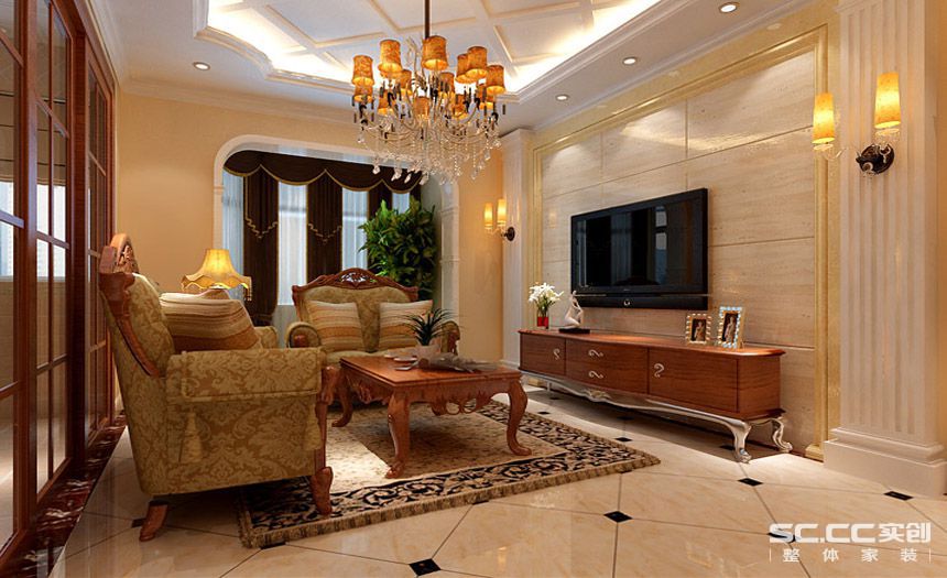 客厅图片来自交换空间刘杨成室内设计师在90平美感十足欧式设计的分享