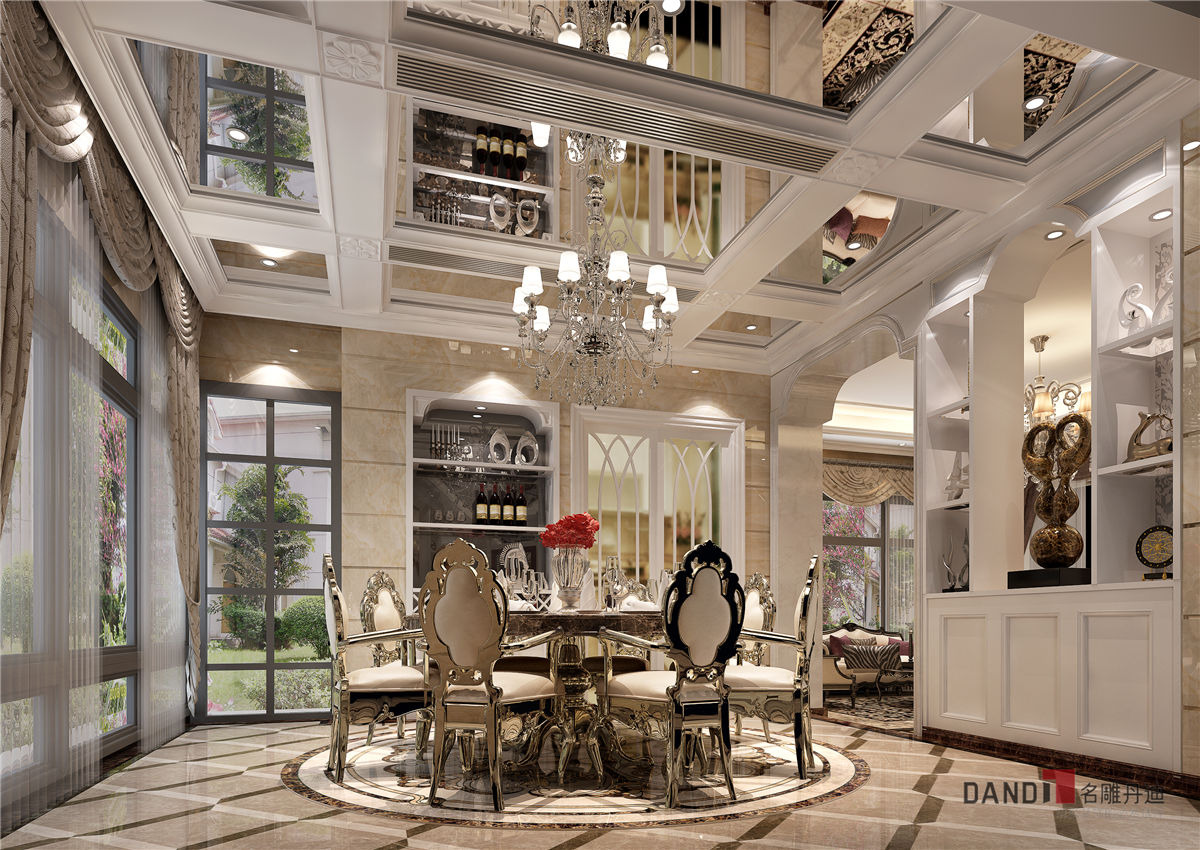 简欧别墅 豪华、优雅 舒适、浪漫 品质感 舒适感 餐厅图片来自名雕丹迪在尊贵的白礼服的分享
