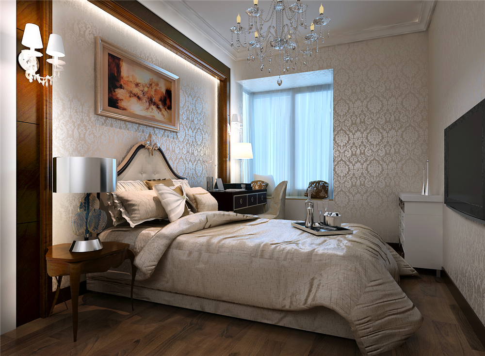 欧式 三居 白领 收纳 80后 小资 卧室图片来自实创装饰完美家装在金色漫香林140平欧式新古典风格的分享