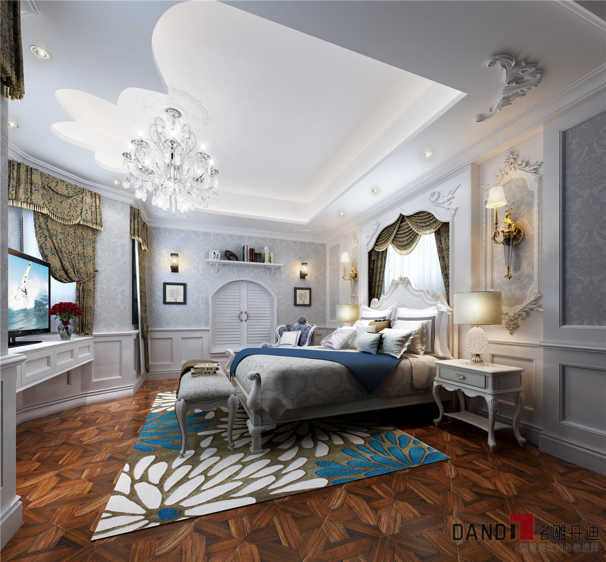 法式别墅 国外风情 高贵与气度 卧室图片来自名雕丹迪在路易的分享
