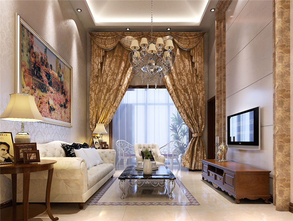 欧式 三居 白领 收纳 80后 小资 客厅图片来自实创装饰完美家装在金色漫香林140平欧式新古典风格的分享