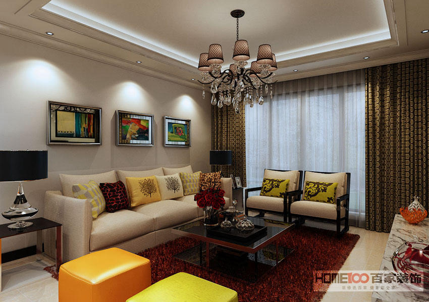 简约 二居 客厅图片来自百家装饰杨乐乐在首创国际城98平的分享