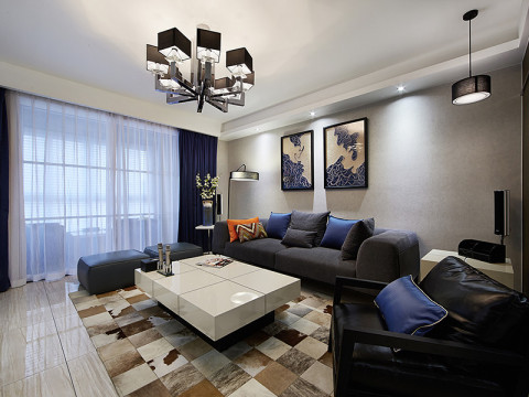 日升装饰 客厅图片来自装修设计芳芳在130平现代混搭4居的分享