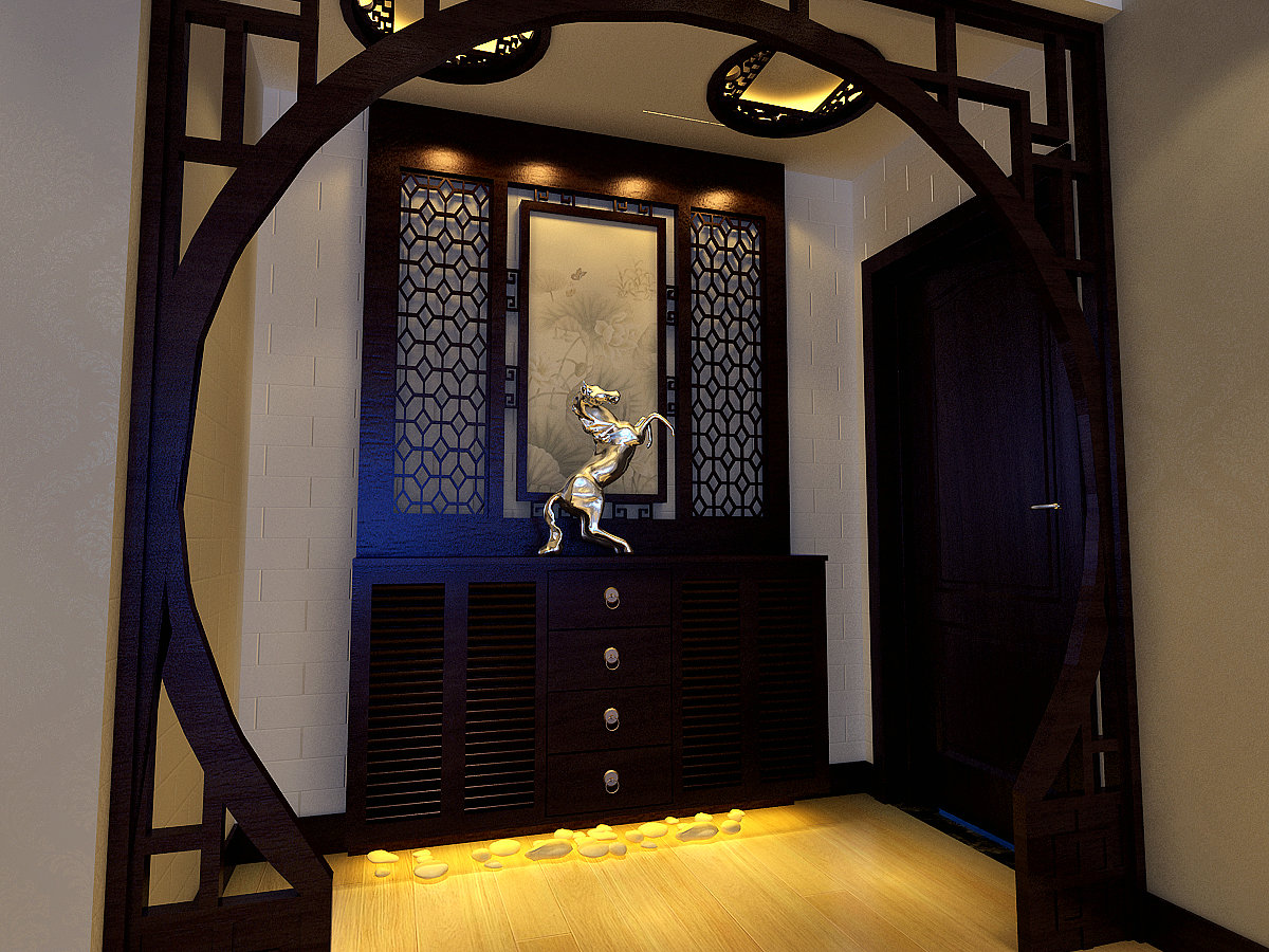 三居 中式 玄关图片来自实创装饰晶晶在丽都华庭117平3居室中式中国风的分享