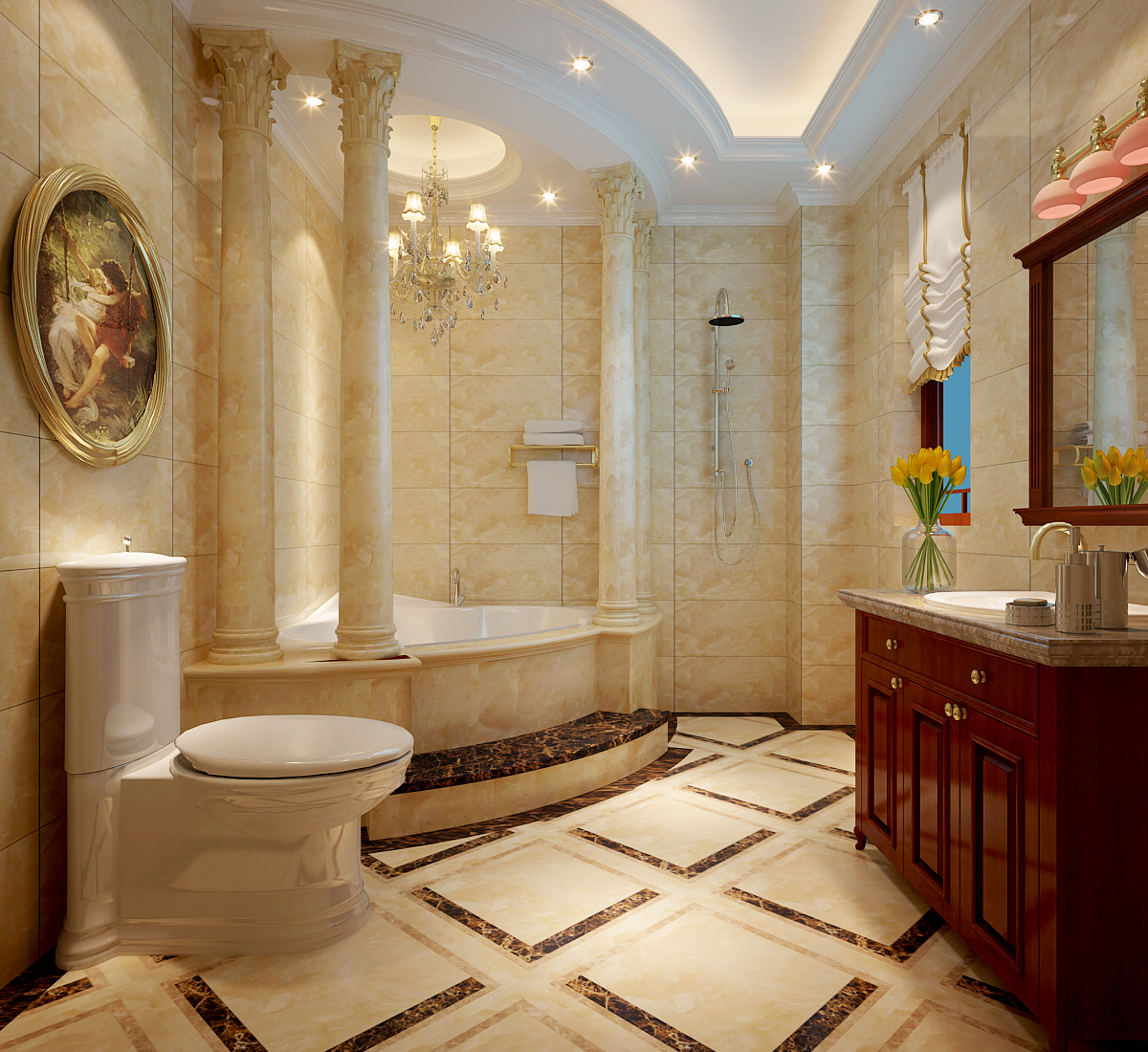欧式 卫生间图片来自天津科艺隆装饰在保利海棠湾-欧式风格-别墅的分享