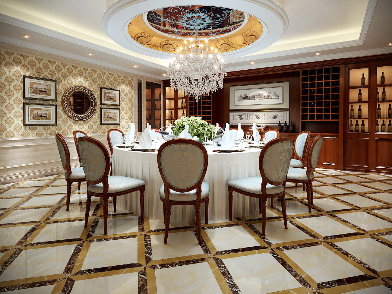 欧式 餐厅图片来自天津科艺隆装饰在保利海棠湾-欧式风格-别墅的分享
