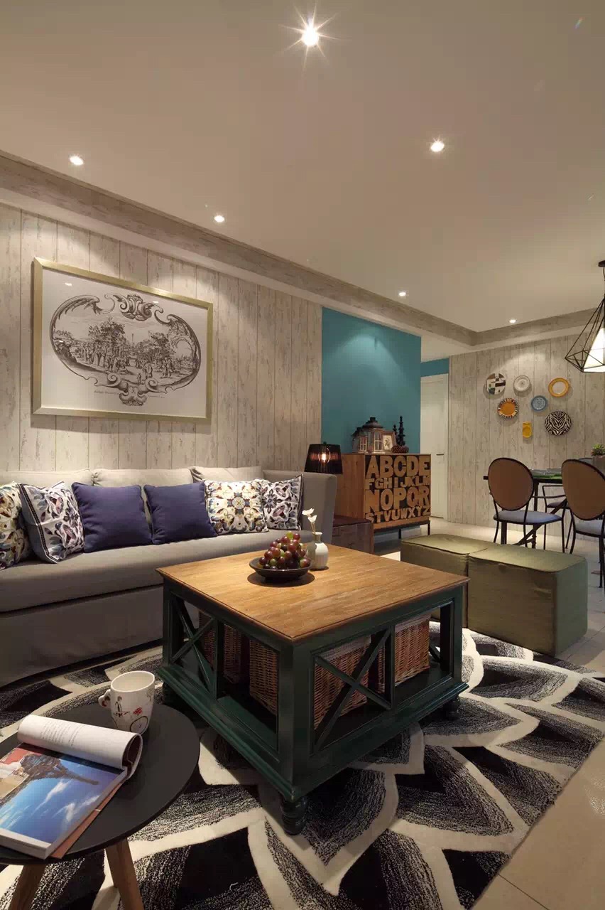 简约美式 三居 装修 样板间 客厅图片来自实创装饰上海公司在简约美式 犹如初见 怦然心动的分享