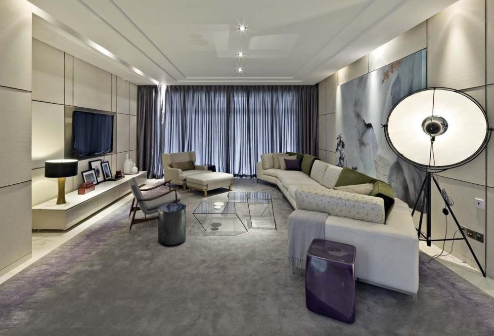 日升装饰 客厅图片来自装修设计芳芳在400平现代简约样板房的分享