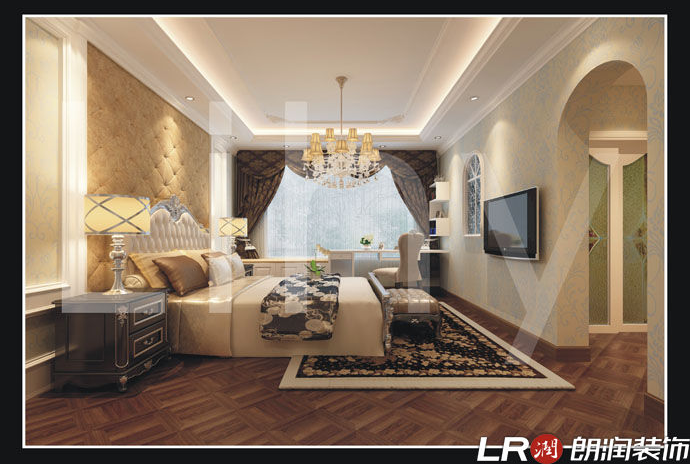 卧室图片来自朗润装饰工程有限公司在君汇上品 280 跃城简欧风格的分享