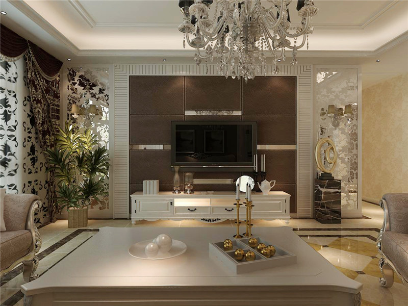 客厅图片来自天津科艺隆装饰在王府壹号-简欧风格-三室两厅两卫的分享