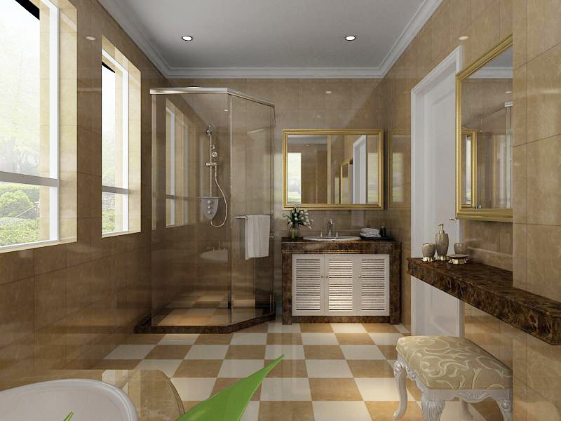 卫生间图片来自天津科艺隆装饰在王府壹号-简欧风格-三室两厅两卫的分享