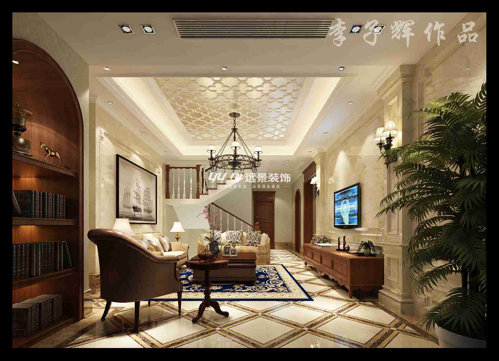 美式 卧室图片来自重庆远景装饰_张其斌在大户型500平美式风格效果图的分享