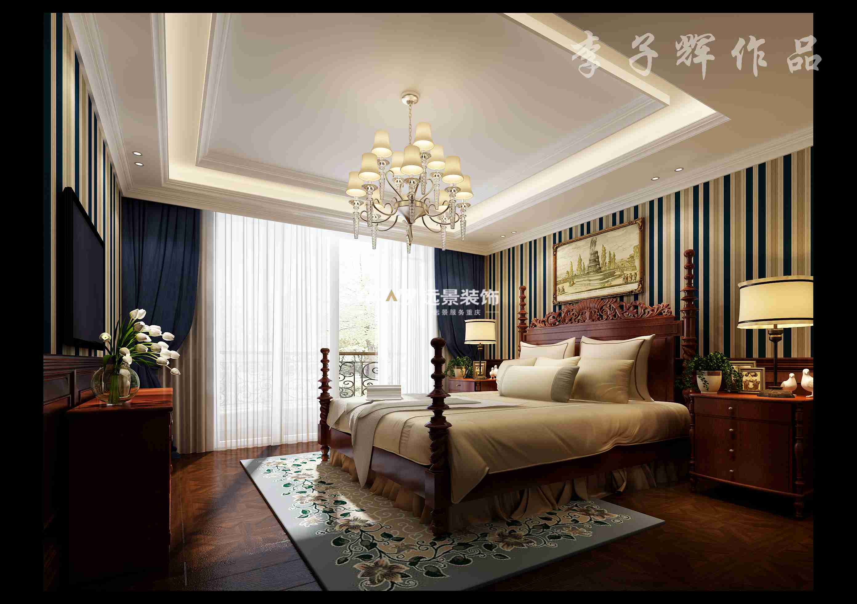 美式 卧室图片来自重庆远景装饰_张其斌在大户型500平美式风格效果图的分享