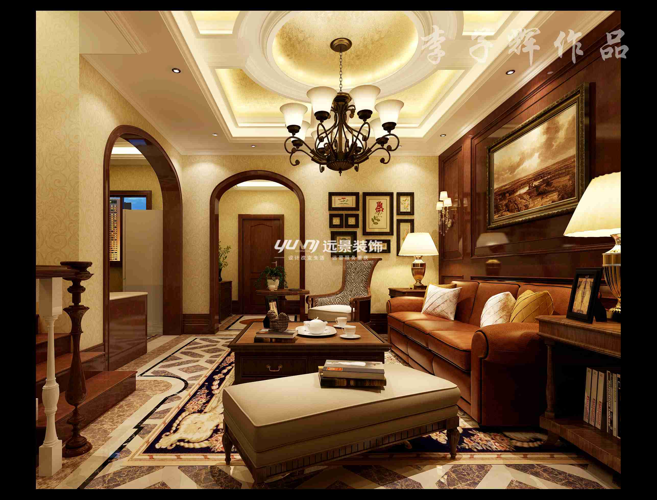美式 客厅图片来自重庆远景装饰_张其斌在大户型500平美式风格效果图的分享