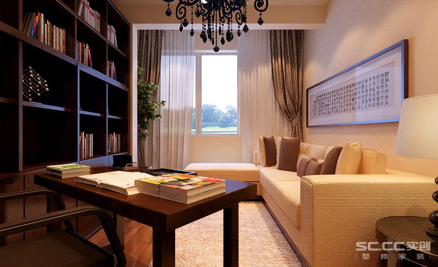 书房图片来自交换空间刘杨成室内设计师在简约中式温馨小三居的分享