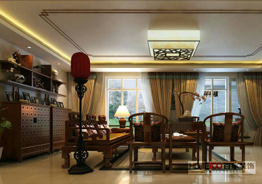 中式 大户型 客厅图片来自百家装饰杨乐乐在中铁万科150的分享