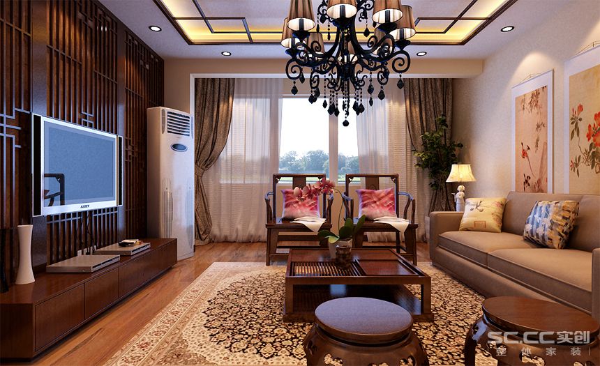 客厅图片来自交换空间刘杨成室内设计师在简约中式温馨小三居的分享