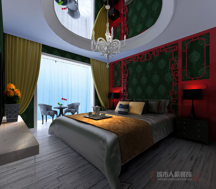 中式装修 混搭 三居 收纳 80后 卧室图片来自西安城市人家装饰王凯在混搭艺术家居 采菊东篱下的分享