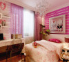 儿童房是一个hello Kitty主题的女孩房，整个空间大量采用可爱甜美感觉的粉色，可爱的hello Kitty挂画跟壁纸完美呼应，使整个房间主题鲜明。