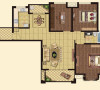 怡丰森林湖105平三室两厅现代简约风格装修案户型图