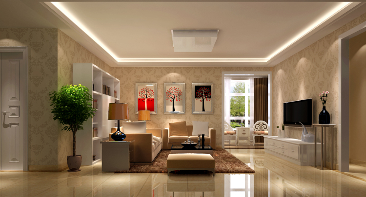 二居 公寓 效果图 装修案例 简约欧式 客厅图片来自高度国际装饰安妮在K2百合湾的分享
