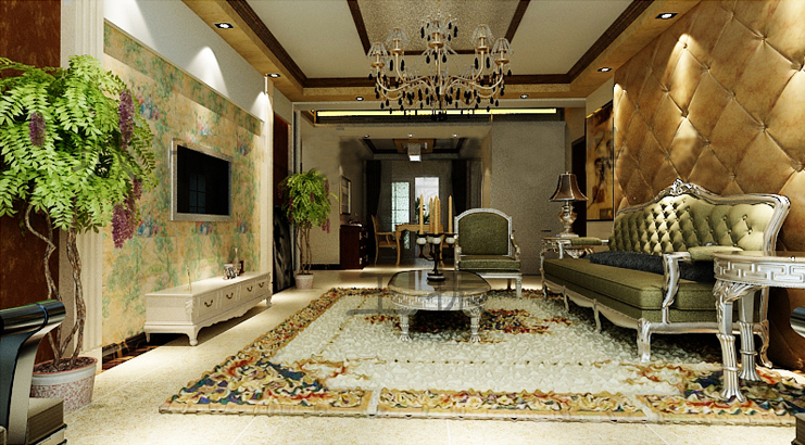 日升装饰 客厅图片来自装修设计芳芳在128欧式三居的分享