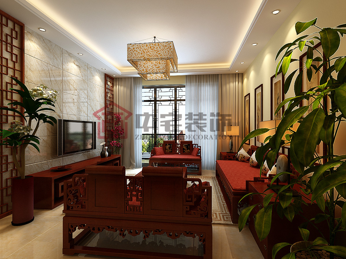 二居 小资 白领 中式 客厅图片来自中宅装饰_在联发尚筑，中式风格的分享