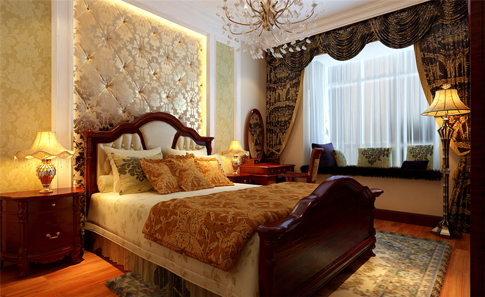 三居 白领 收纳 80后 小资 卧室图片来自实创装饰完美家装在北京华贸城128平简欧风格案例的分享