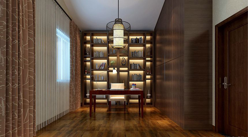 中式 别墅 收纳 80后 小资 书房图片来自实创装饰百灵在潮白河孔雀城450平米装修的分享
