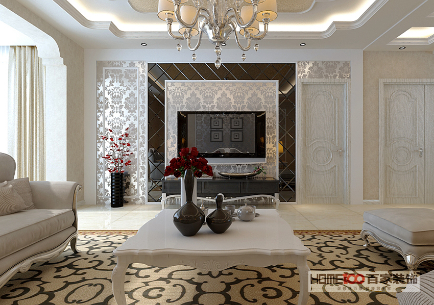 欧式 三居 客厅图片来自百家装饰杨乐乐在保利达江湾城141的分享