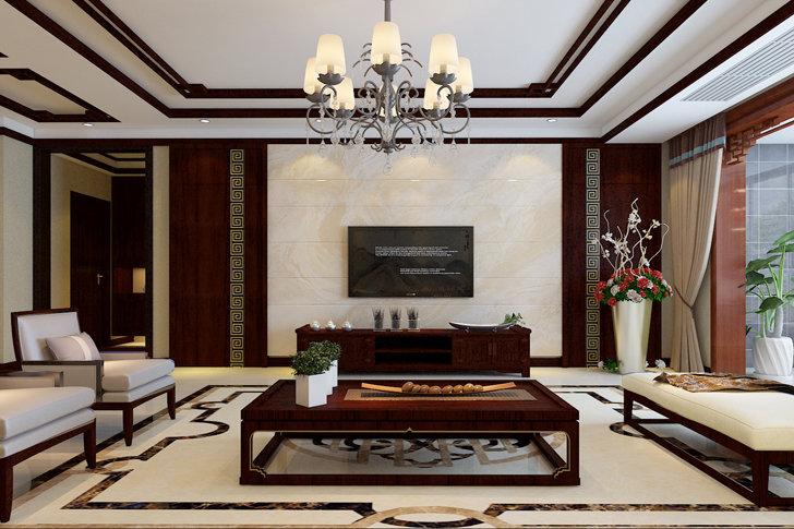 简约 中式 大户型 四居室 白领 客厅图片来自石家庄业之峰装饰在盛邦大都会210平中式装修的分享