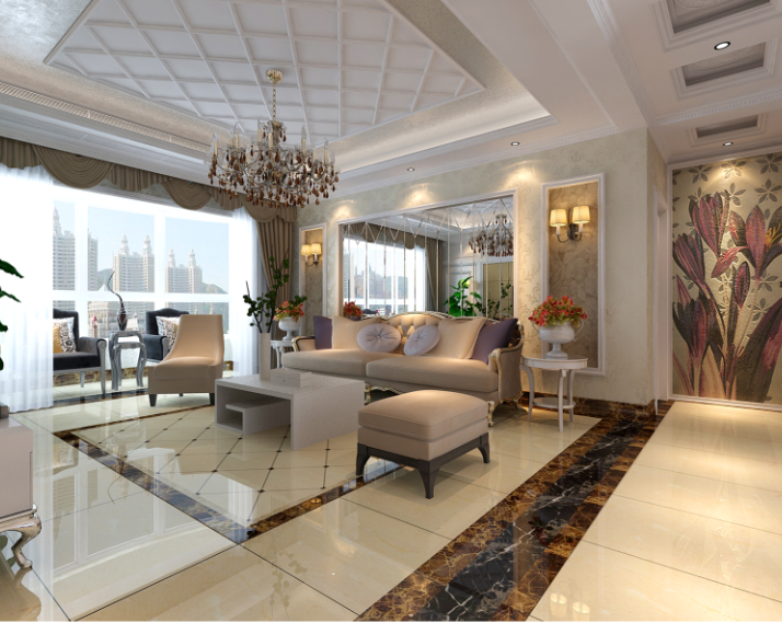 客厅图片来自西安日升装饰在萨拉曼卡140平米简欧风格的分享