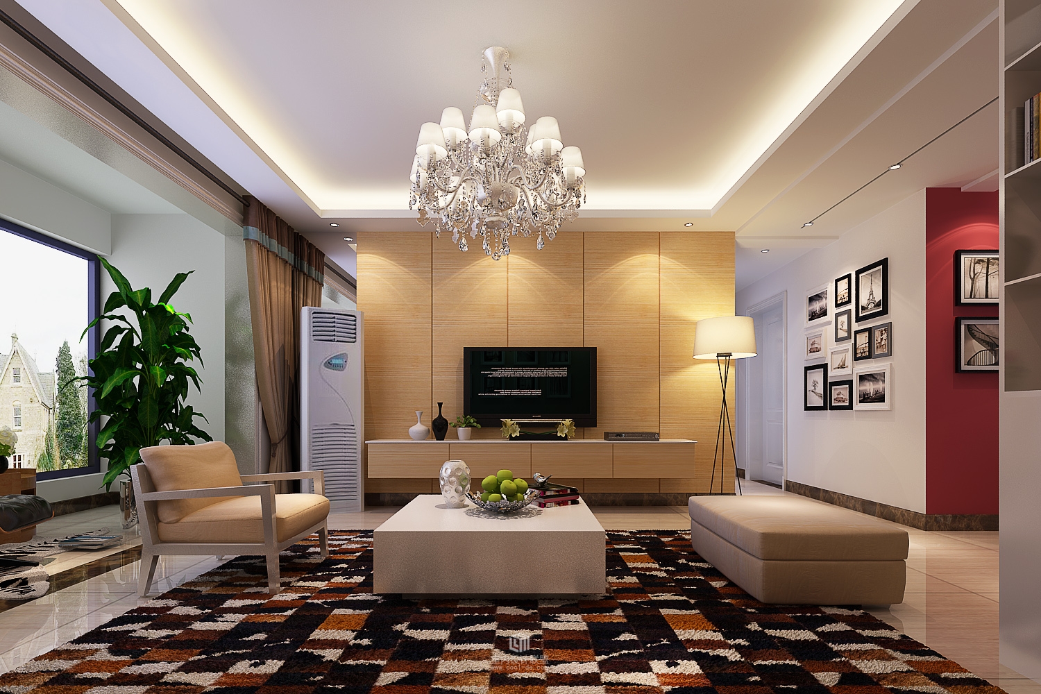 客厅图片来自北京二手房装修在温馨三居的分享