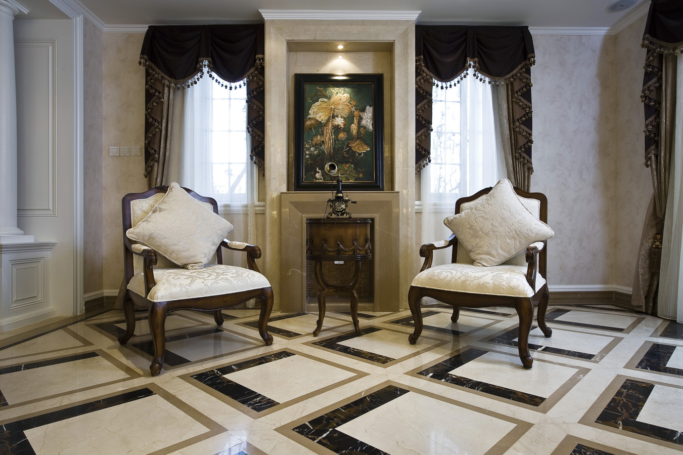 现代 美式 混搭 四居室 客厅图片来自朗润装饰工程有限公司在中海城南华府 奢华现代美式的分享