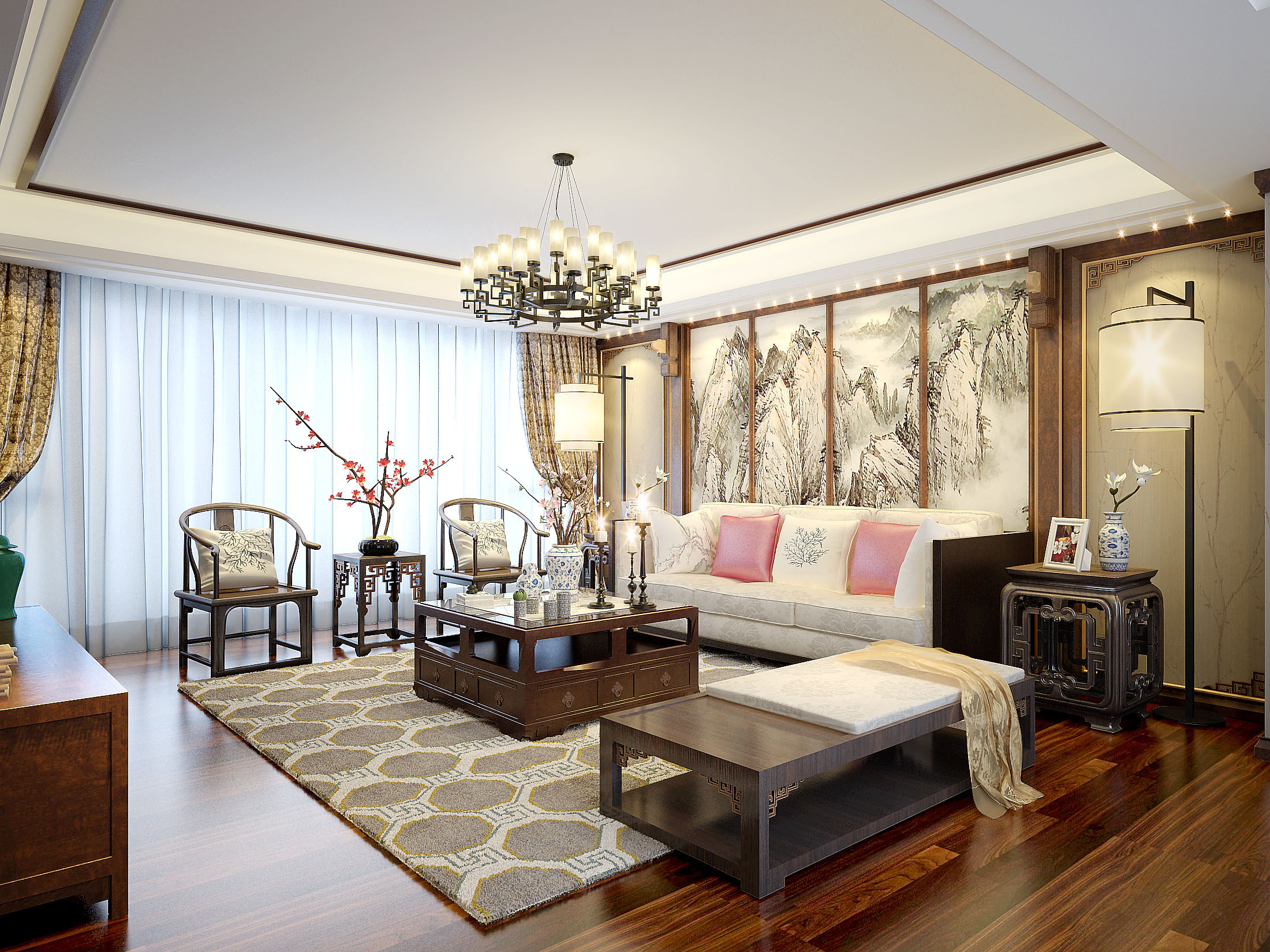 别墅 客厅图片来自昆明易百装饰-km100zs在翠湖俊园新中式风格的分享