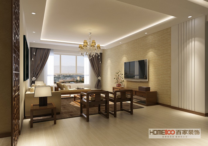 装修设计、 家装、 大户型 中式风格 客厅图片来自百家装饰杨乐乐在阳光100 中式的分享
