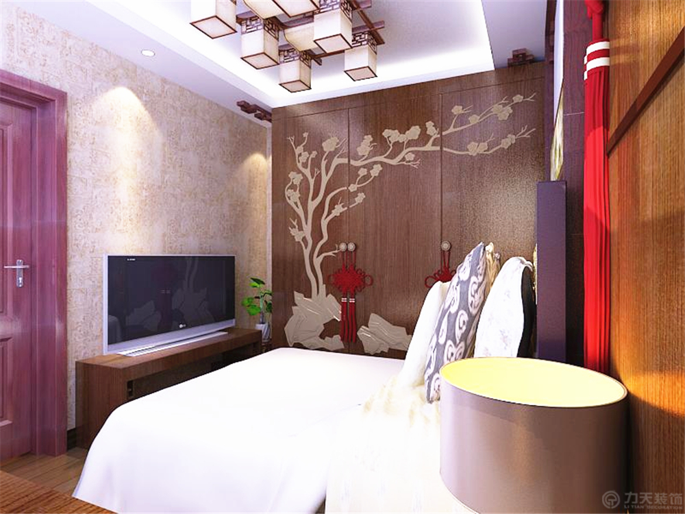 中式 一居 白领 收纳 80后 小资 卧室图片来自阳光力天装饰在力天装饰-经纬城市绿洲-53.00㎡的分享