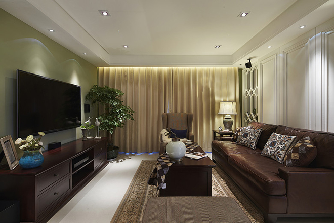 三居 美式 客厅图片来自实创装饰晶晶在临港泥城苑126平美式三居之家的分享