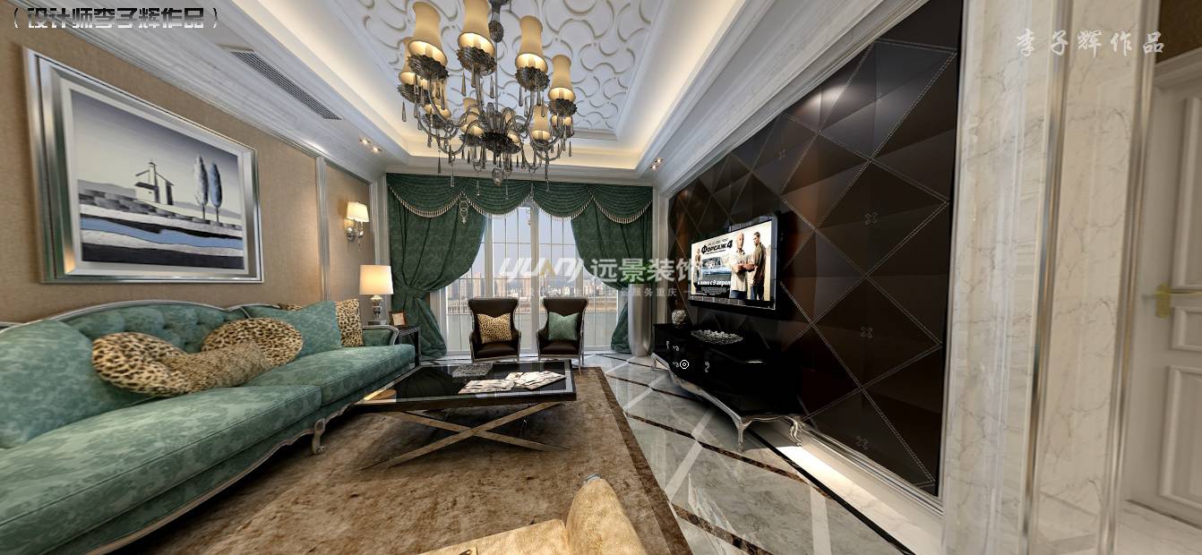 新古典 客厅图片来自重庆远景装饰_张其斌在220平顶跃 新古典装修风格的分享