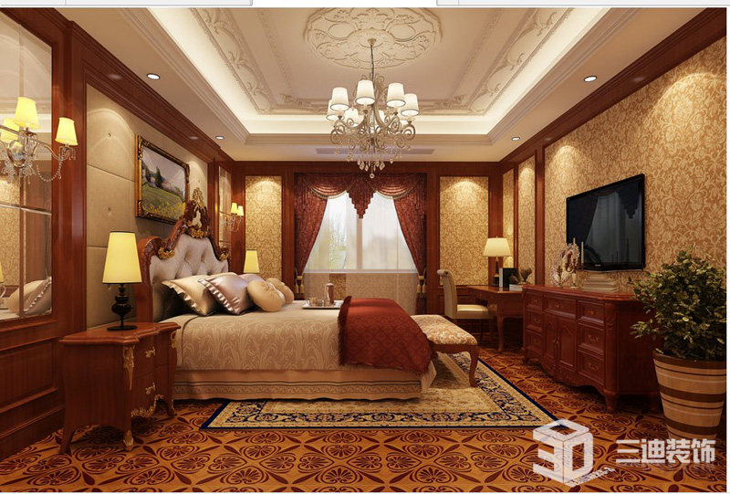 新中式 混搭 装修效果 卧室图片来自三迪装饰在欧式宫廷厚重风格的分享