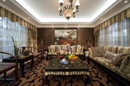 日升装饰 客厅图片来自装修设计芳芳在白桦林居160美式四居的分享