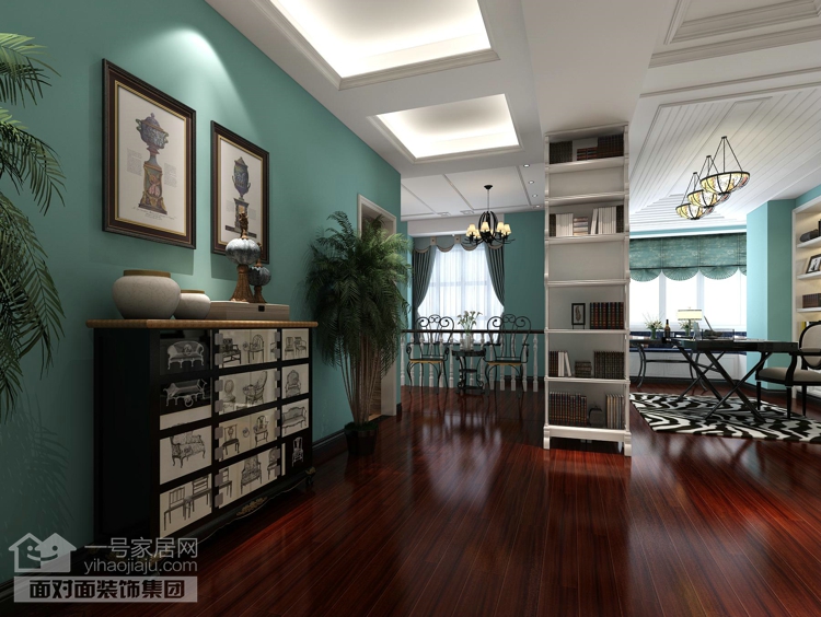 美地家园 美式风格 复式 一号家居网 客厅图片来自武汉一号家居在美地家园220平复式美式风格设计的分享