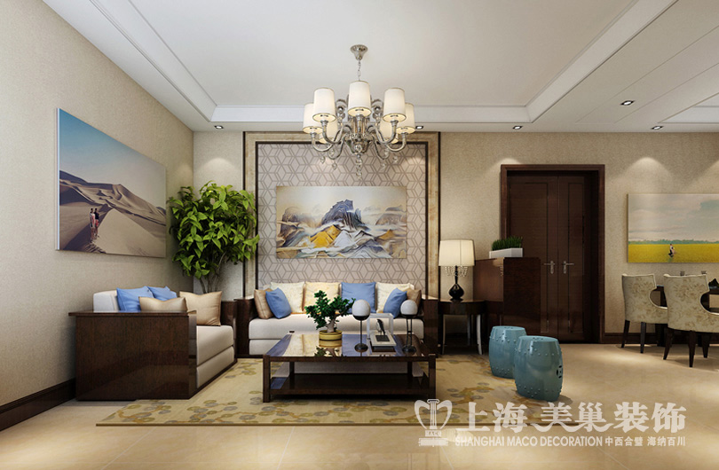 二居 白领 80后 小资 客厅图片来自美巢装饰--李凌晨在昌建誉峰两室两厅新中式装修案例的分享