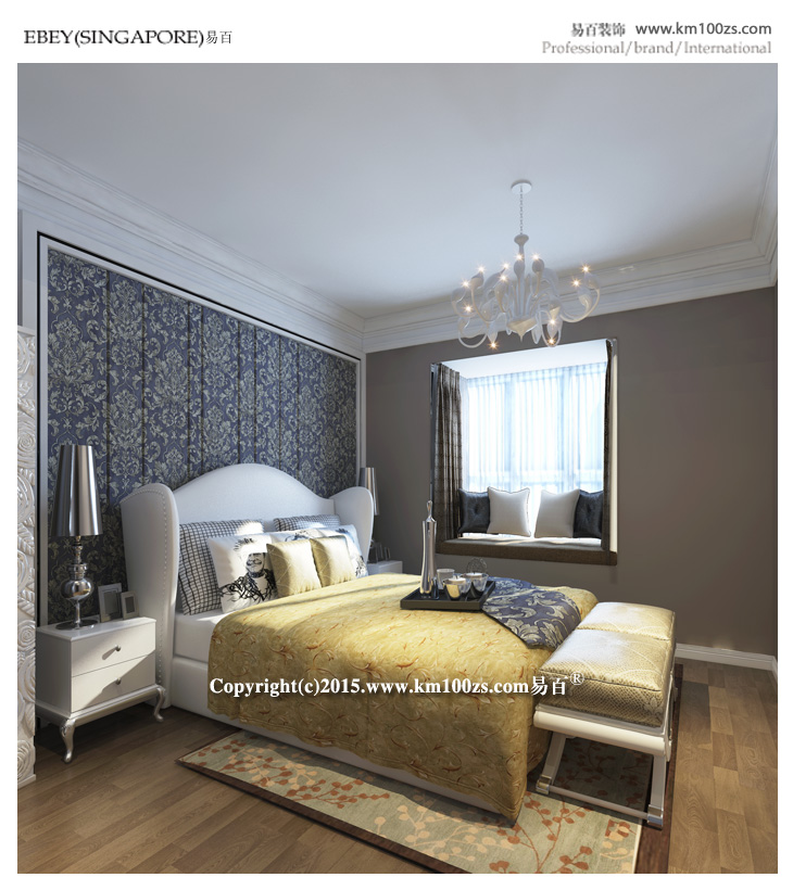 欧式 三居 卧室图片来自昆明易百装饰-km100zs在春城慧谷简欧风格—“清美雅居”的分享