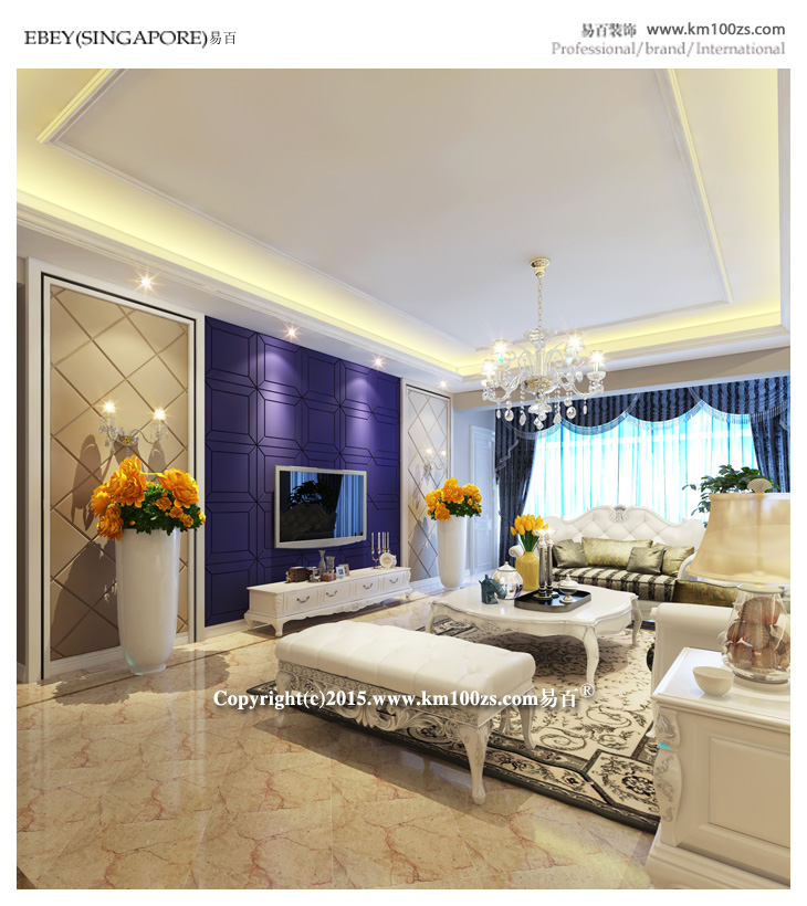 欧式 三居 客厅图片来自昆明易百装饰-km100zs在春城慧谷简欧风格—“清美雅居”的分享
