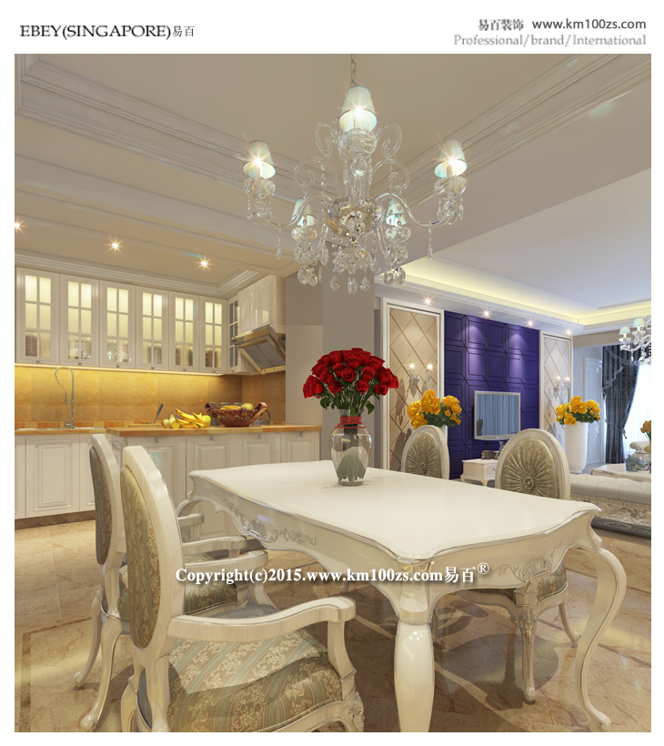 欧式 三居 餐厅图片来自昆明易百装饰-km100zs在春城慧谷简欧风格—“清美雅居”的分享