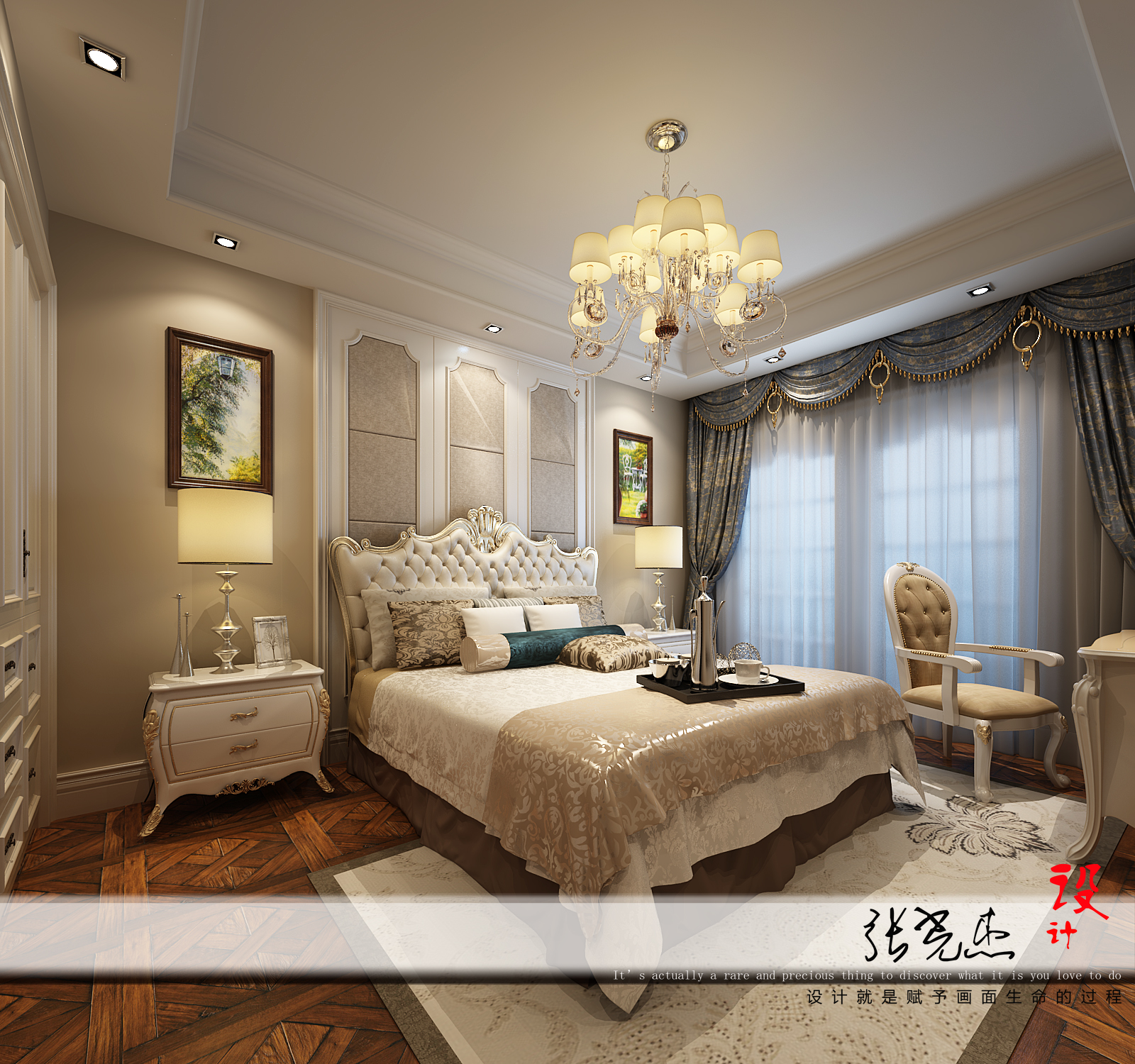卧室图片来自青岛威廉装饰在中海临安府叠拼的分享