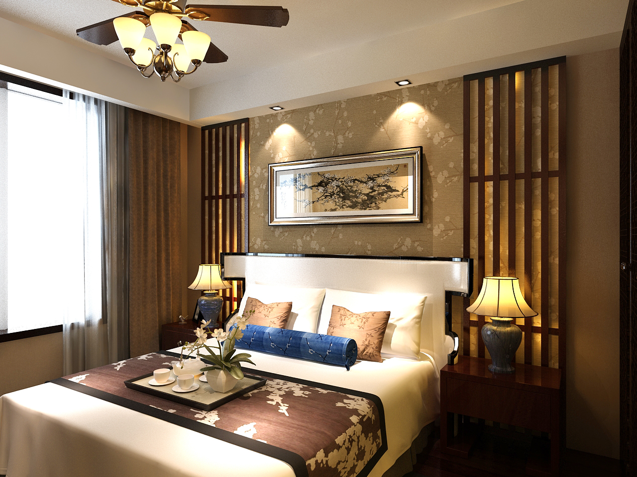 卧室图片来自天津科艺隆装饰在金地艺境—新中式风格—135㎡的分享