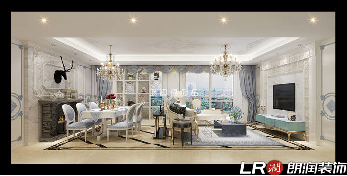 法式 三居 四居 浪漫 客厅图片来自朗润装饰工程有限公司在长城半岛城邦150平米法式风格的分享