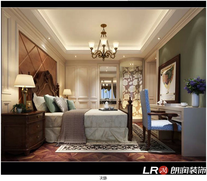 别墅 简约 混搭 美式 卧室图片来自朗润装饰工程有限公司在麓山国际350平米美式风格的分享
